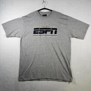 Vtg ESPN Zone Short Sleeve Embroidered Tshirt‎ Gray Size XL NWT